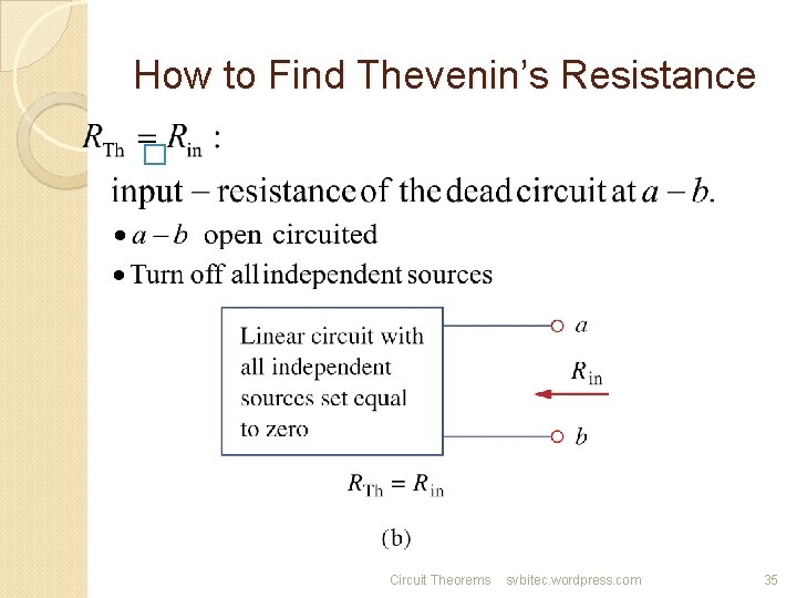 How to Find Thevenin’s Resistance � Circuit Theorems svbitec. wordpress. com 35 