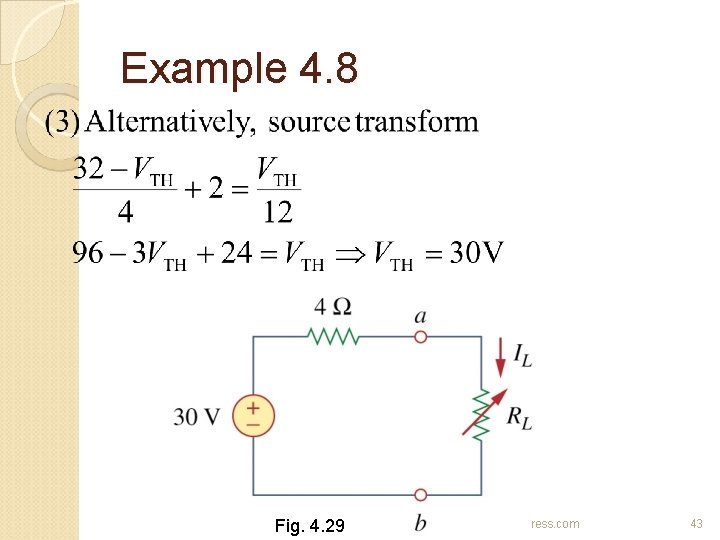 Example 4. 8 Fig. 4. 29 Circuit Theorems svbitec. wordpress. com 43 