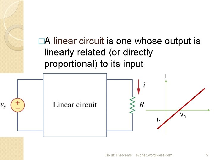 �A linear circuit is one whose output is linearly related (or directly proportional) to