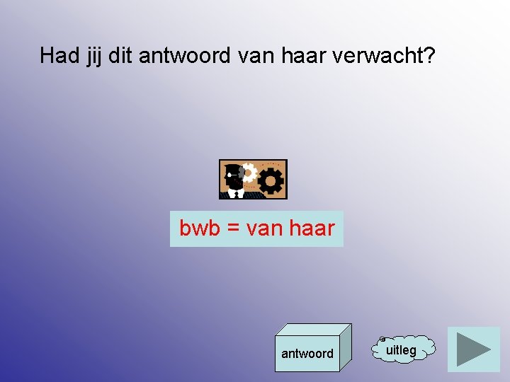 Had jij dit antwoord van haar verwacht? bwb = van haar antwoord uitleg 