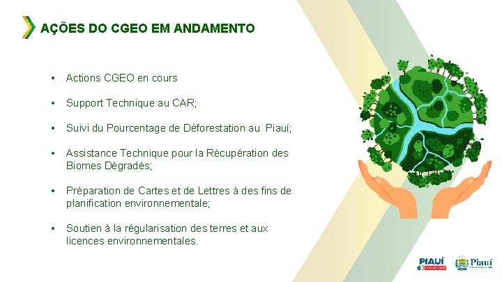 AÇÕES DO CGEO EM ANDAMENTO • Actions CGEO en cours • Support Technique au