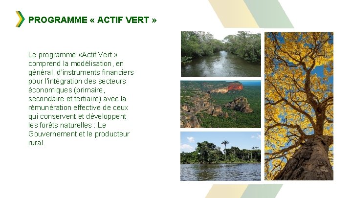 PROGRAMME « ACTIF VERT » Le programme «Actif Vert » comprend la modélisation, en