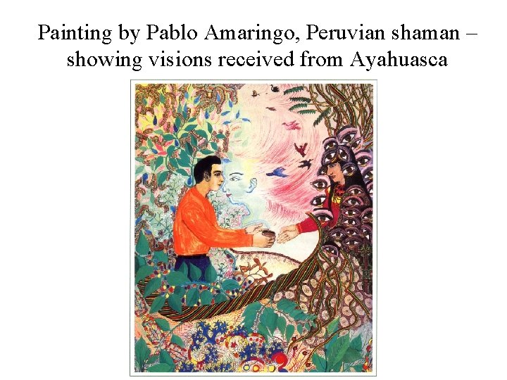 Painting by Pablo Amaringo, Peruvian shaman – showing visions received from Ayahuasca 