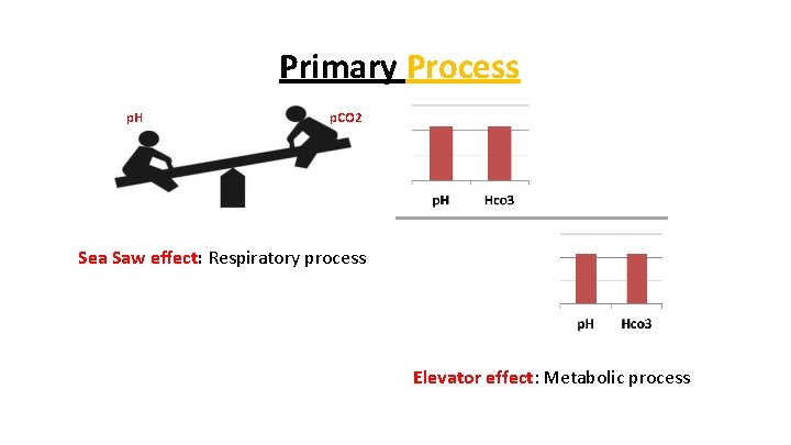 Primary Process p. H p. CO 2 Sea Saw effect: Respiratory process Elevator effect: