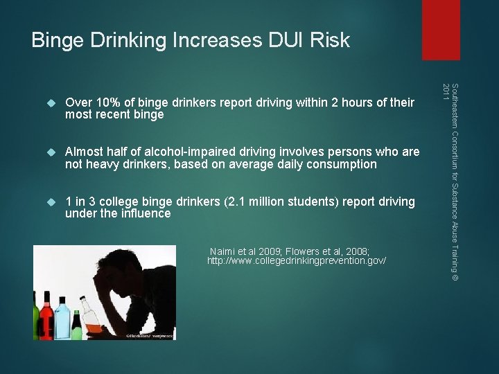 Binge Drinking Increases DUI Risk Over 10% of binge drinkers report driving within 2