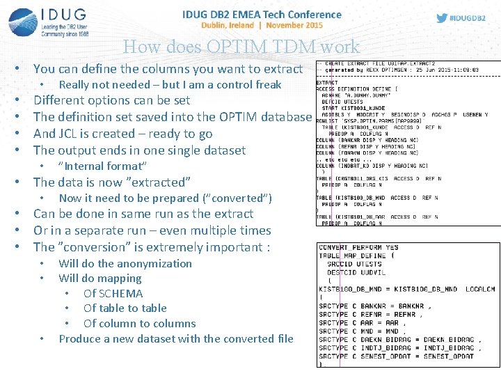 How does OPTIM TDM work • You can define the columns you want to