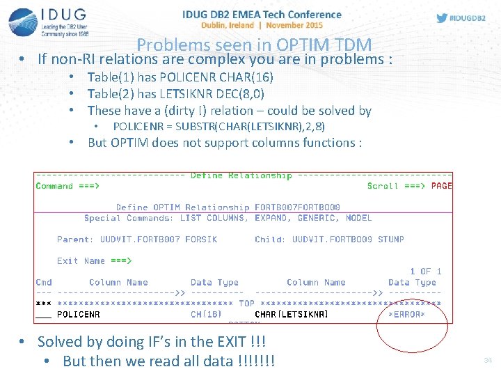 Problems seen in OPTIM TDM • If non-RI relations are complex you are in