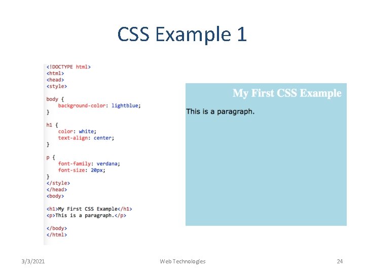 CSS Example 1 3/3/2021 Web Technologies 24 