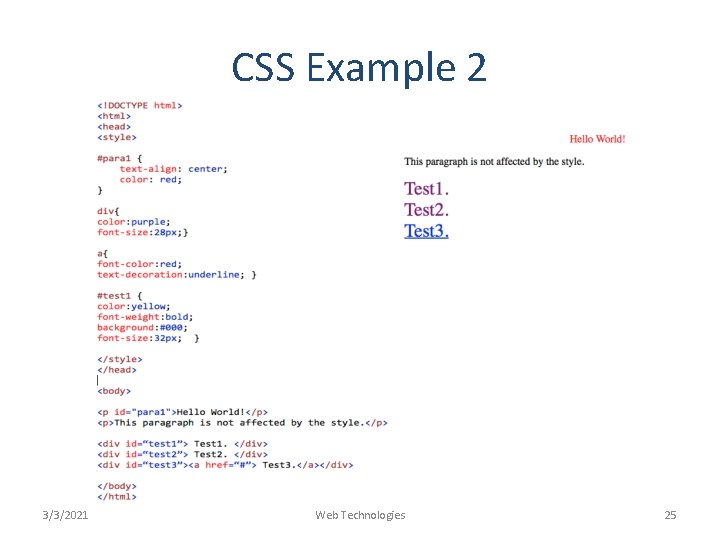 CSS Example 2 3/3/2021 Web Technologies 25 