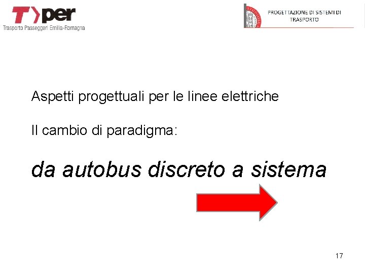 Aspetti progettuali per le linee elettriche Il cambio di paradigma: da autobus discreto a