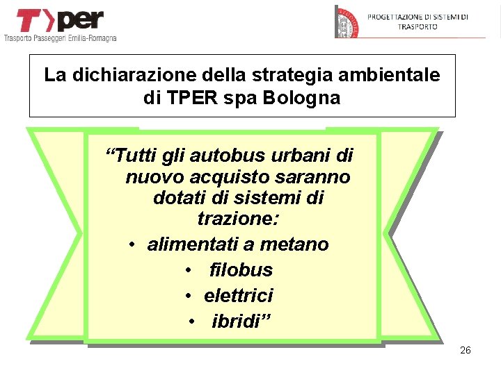 La dichiarazione della strategia ambientale di TPER spa Bologna “Tutti gli autobus urbani di