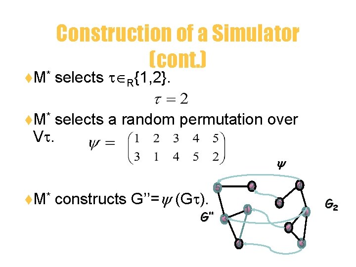 t. M Construction of a Simulator (cont. ) * selects R{1, 2}. t M*