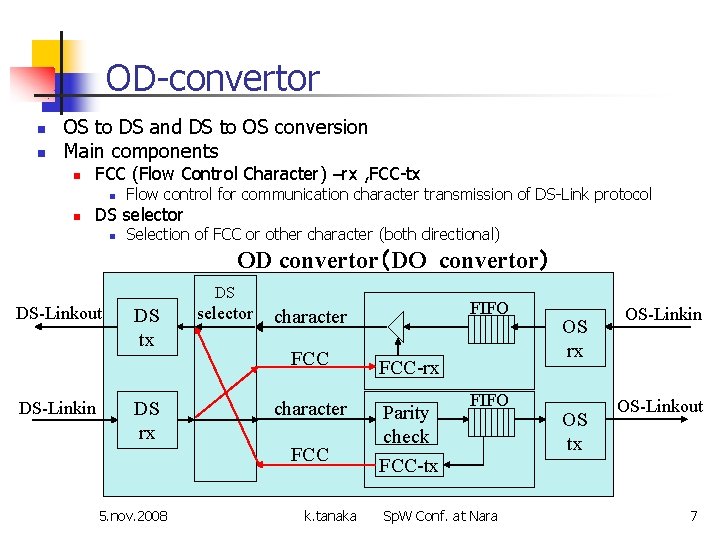 OD-convertor n n OS to DS and DS to OS conversion Main components n