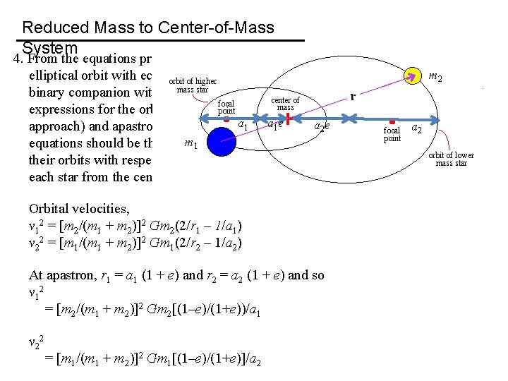Reduced Mass to Center-of-Mass System 4. From the equations provided in the lecture notes