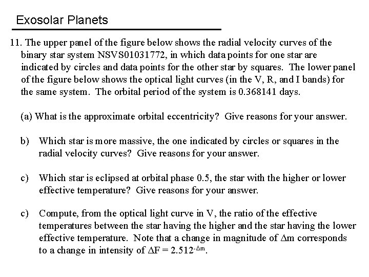 Exosolar Planets 11. The upper panel of the figure below shows the radial velocity