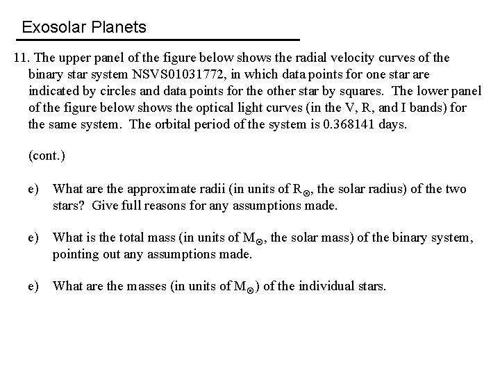Exosolar Planets 11. The upper panel of the figure below shows the radial velocity