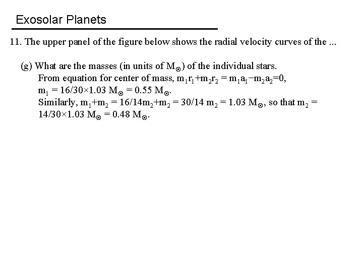 Exosolar Planets 11. The upper panel of the figure below shows the radial velocity