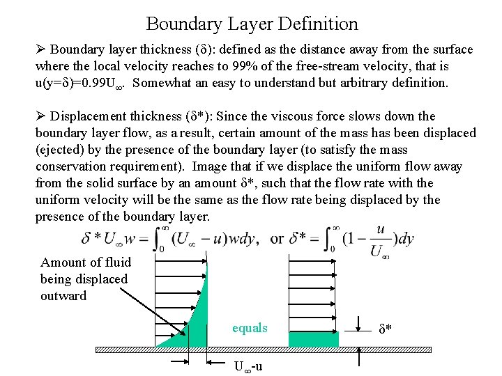 Boundary Layer Definition Ø Boundary layer thickness (d): defined as the distance away from