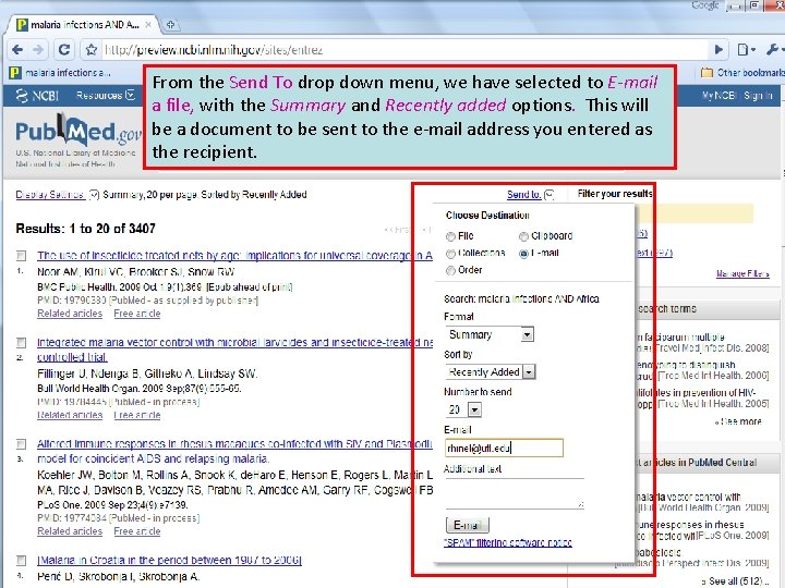 From the Send To drop down menu, we have selected to E-mail a file,