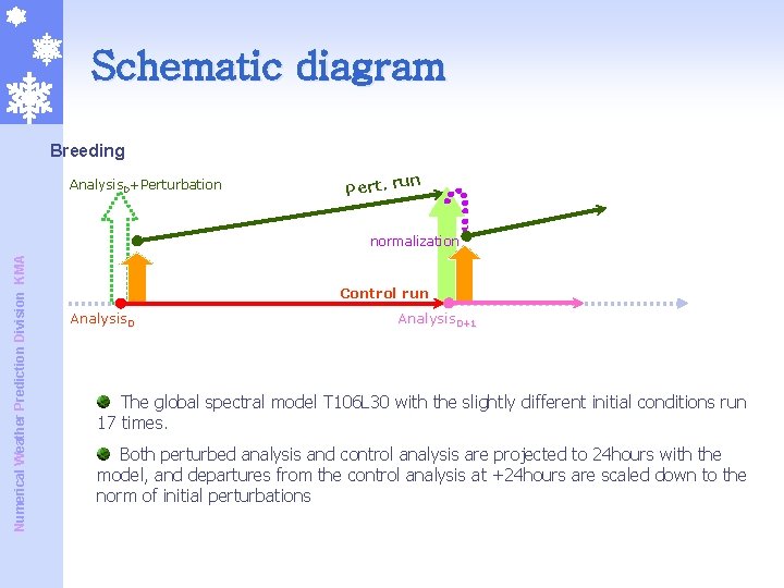Schematic diagram Breeding Analysis. D+Perturbation un Pert. r Numerical Weather Prediction Division KMA normalization Schematic diagram Breeding Analysis. D+Perturbation un Pert. r Numerical Weather Prediction Division KMA normalization