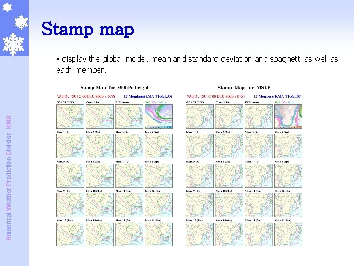 Stamp map Numerical Weather Prediction Division KMA • display the global model, mean and Stamp map Numerical Weather Prediction Division KMA • display the global model, mean and