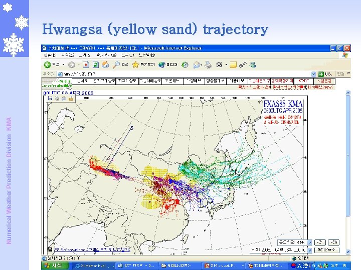 Numerical Weather Prediction Division KMA Hwangsa (yellow sand) trajectory Numerical Weather Prediction Division KMA Hwangsa (yellow sand) trajectory