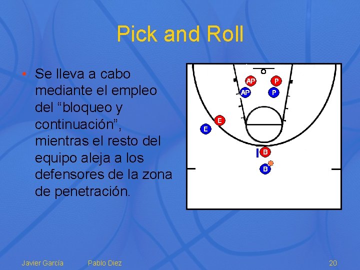 Pick and Roll • Se lleva a cabo mediante el empleo del “bloqueo y
