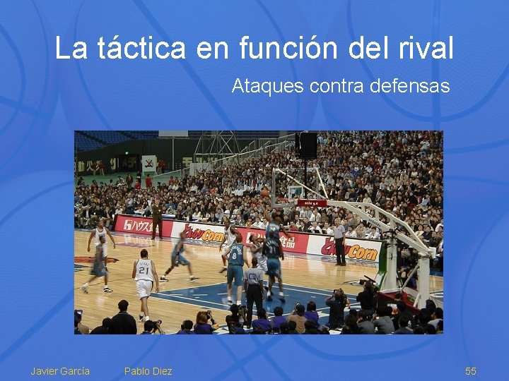 La táctica en función del rival Ataques contra defensas Javier García Pablo Diez 55