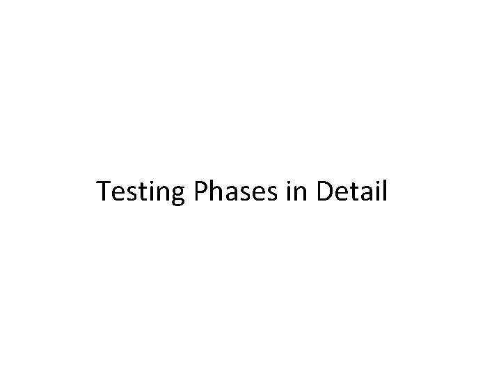 Testing Phases in Detail 
