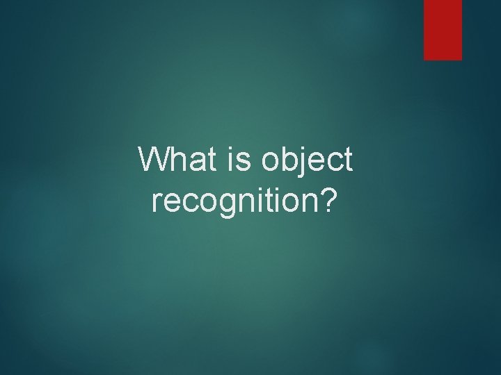 What is object recognition? 