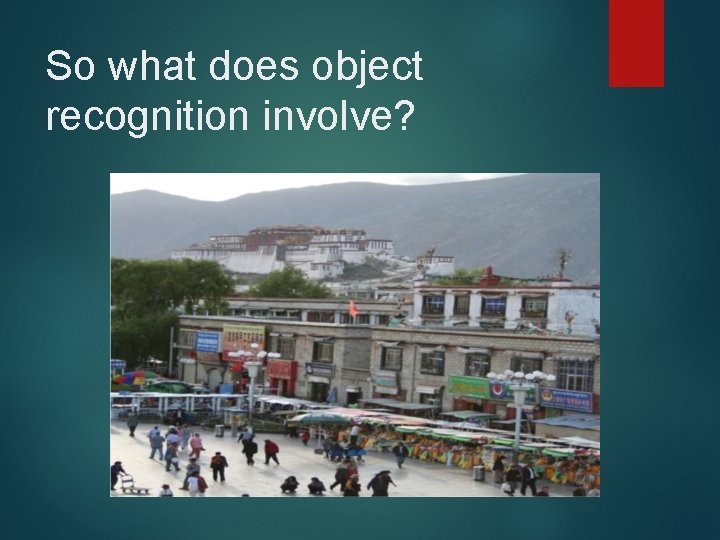 So what does object recognition involve? 