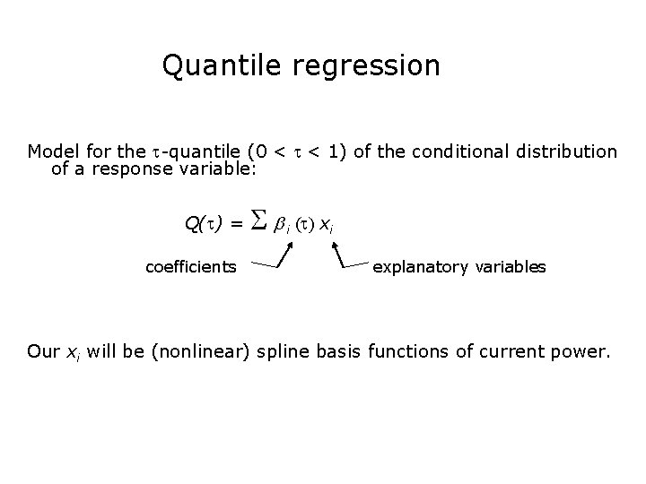 Quantile regression Model for the t-quantile (0 < t < 1) of the conditional
