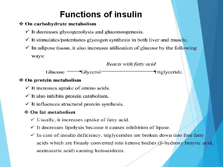 Functions of insulin 