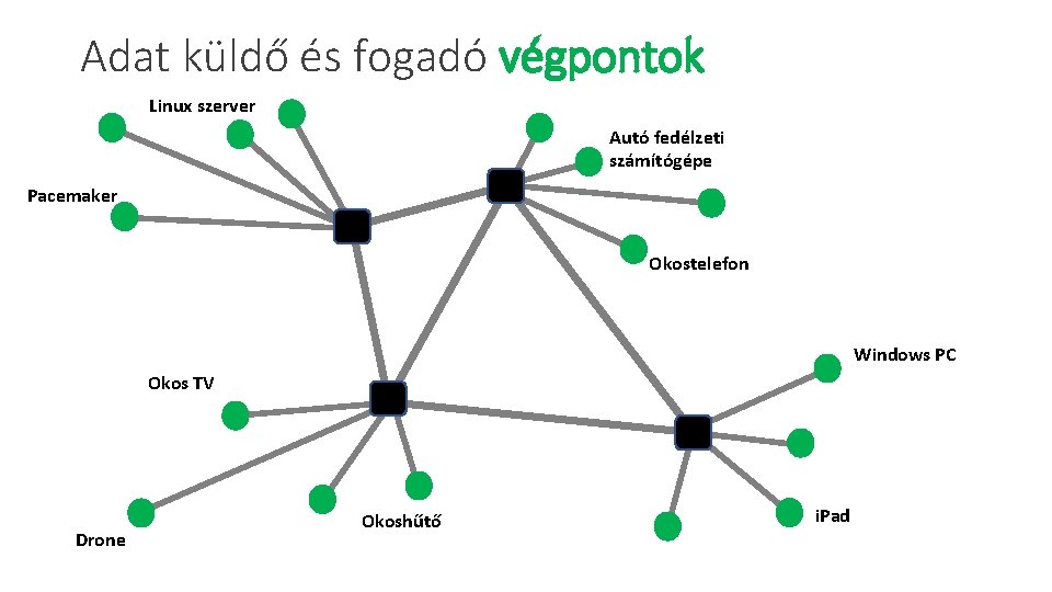 Adat küldő és fogadó végpontok Linux szerver Autó fedélzeti számítógépe Pacemaker Okostelefon Windows PC