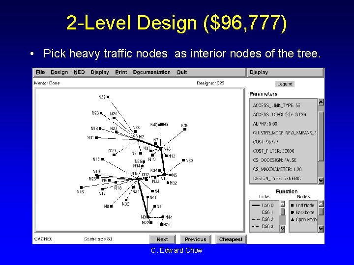 2 -Level Design ($96, 777) • Pick heavy traffic nodes as interior nodes of