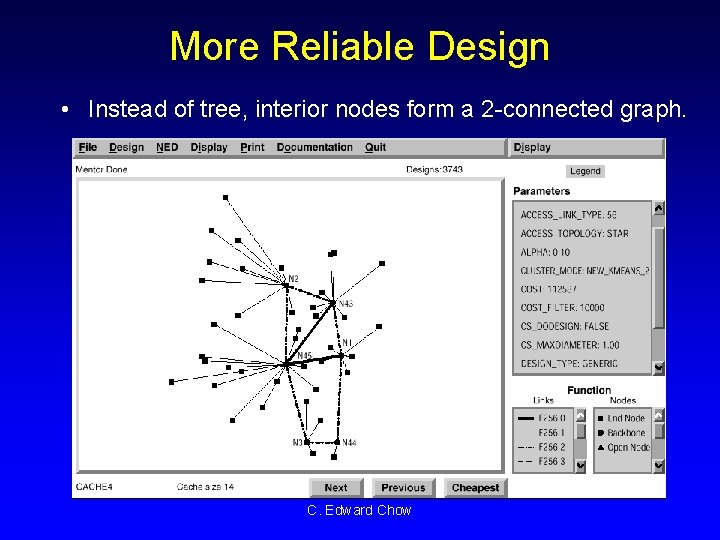 More Reliable Design • Instead of tree, interior nodes form a 2 -connected graph.