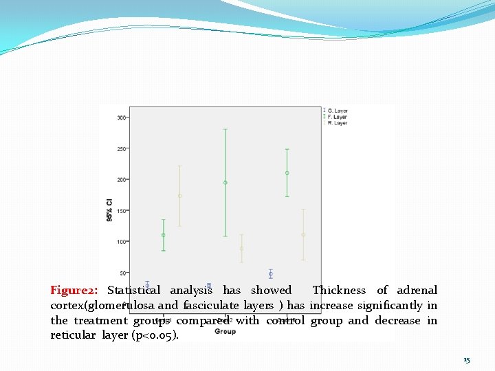 Figure 2: Statistical analysis has showed Thickness of adrenal cortex(glomerulosa and fasciculate layers )