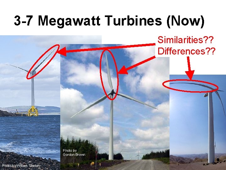 3 -7 Megawatt Turbines (Now) Similarities? ? Differences? ? Photo by Gordon Brown Photo