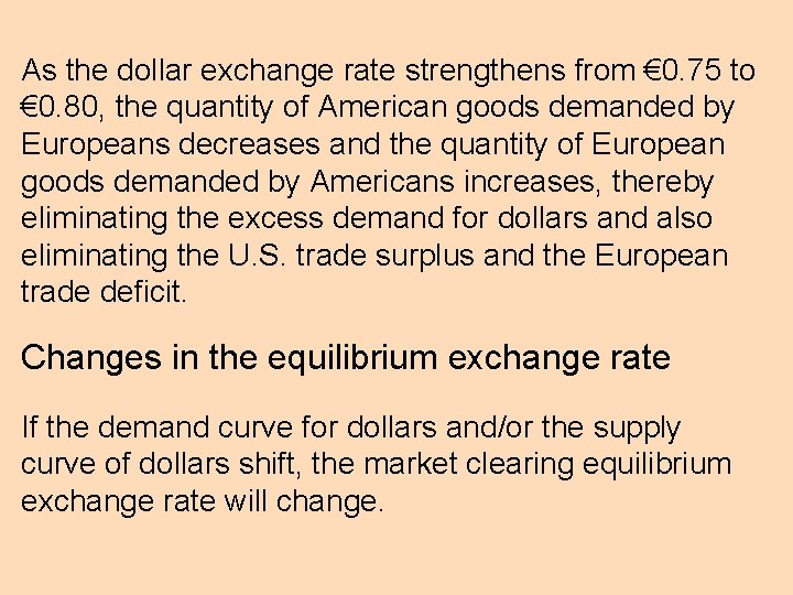 As the dollar exchange rate strengthens from € 0. 75 to € 0. 80,