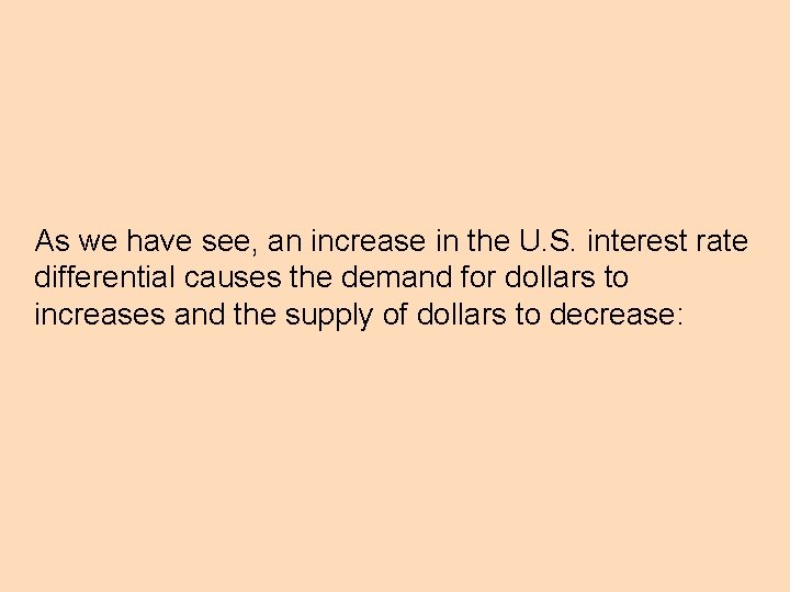 As we have see, an increase in the U. S. interest rate differential causes