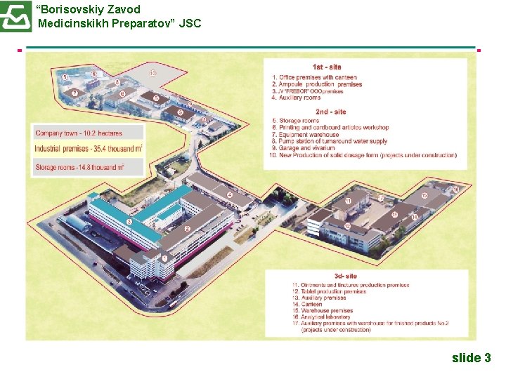 “Borisovskiy Zavod Medicinskikh Preparatov” JSC slide 3 