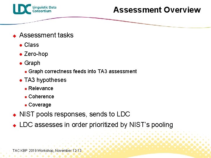 Assessment Overview u Assessment tasks l Class l Zero-hop l Graph n l Graph