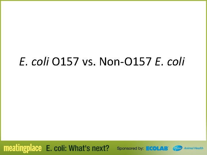 E. coli O 157 vs. Non-O 157 E. coli 