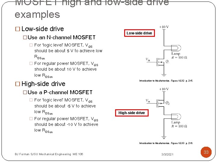 MOSFET high and low-side drive examples � Low-side drive �Use an N-channel MOSFET Low-side