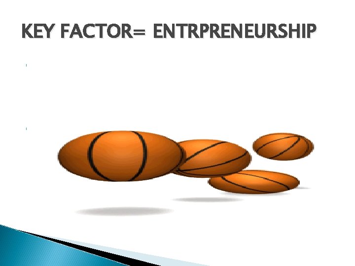 KEY FACTOR= ENTRPRENEURSHIP The ability to ◦ start new businesses ◦ Introduce new products