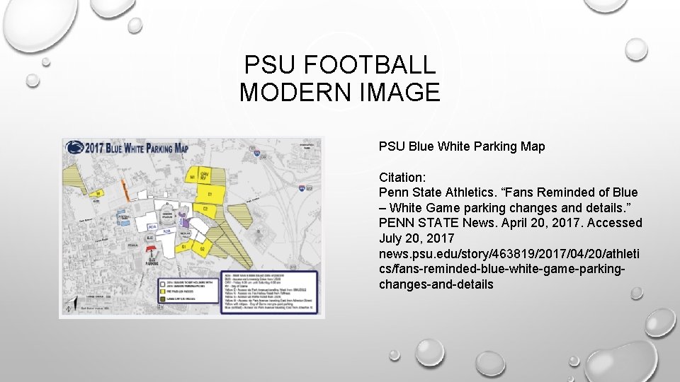 PSU FOOTBALL MODERN IMAGE PSU Blue White Parking Map Citation: Penn State Athletics. “Fans