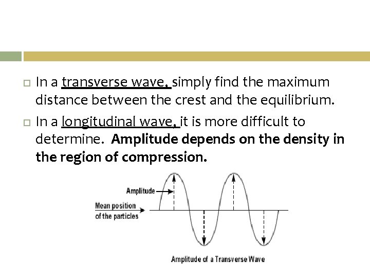  In a transverse wave, simply find the maximum distance between the crest and