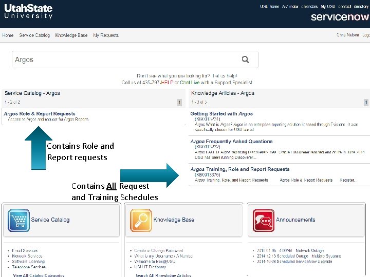 Contains Role and Report requests Contains All Request and Training Schedules 
