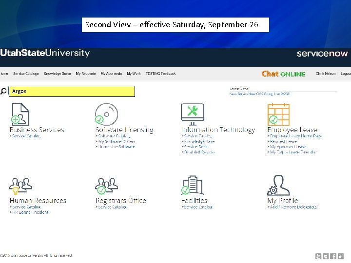 Second View – effective Saturday, September 26 Argos 