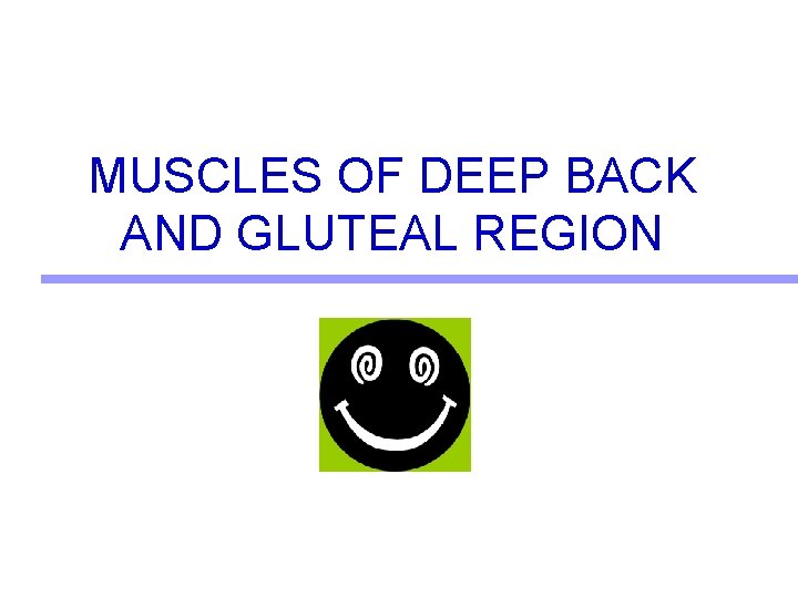 MUSCLES OF DEEP BACK AND GLUTEAL REGION  MUSCLES OF DEEP BACK AND GLUTEAL REGION